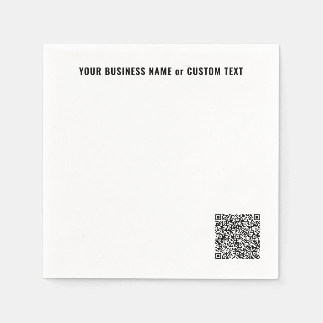Your QR Code and Custom Text Business Napkins (Front)