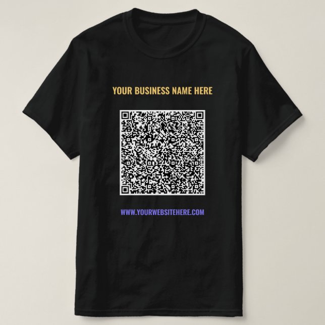 Your QR Code and Custom Text Business T-Shirt (Design Front)