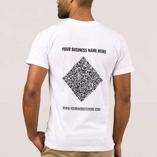 Your QR Code and Custom Text Business T-Shirt (Back)