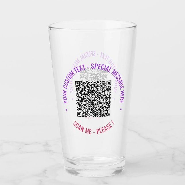 Your QR Code and Custom Text Glass Choose Colours (Front)