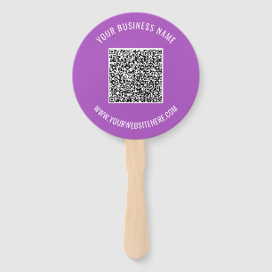 Your QR Code and Custom Text Hand Fan Choose Colou