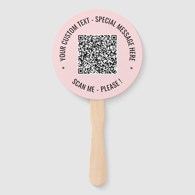 Your QR Code and Custom Text Hand Fan Template (Back)