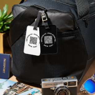 Your QR Code and Custom Text Luggage Tag Template