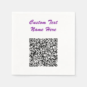 Your QR Code and Custom Text Napkins Choose Colour