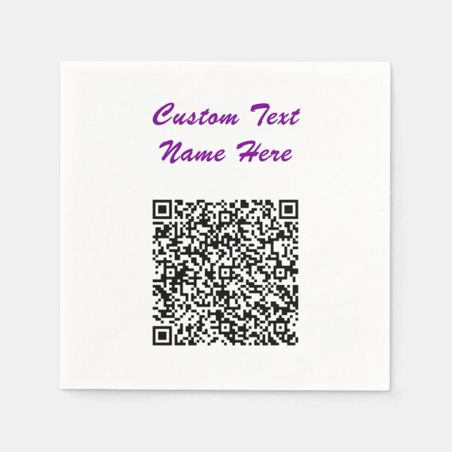Your QR Code and Custom Text Napkins Choose Colour (Front)