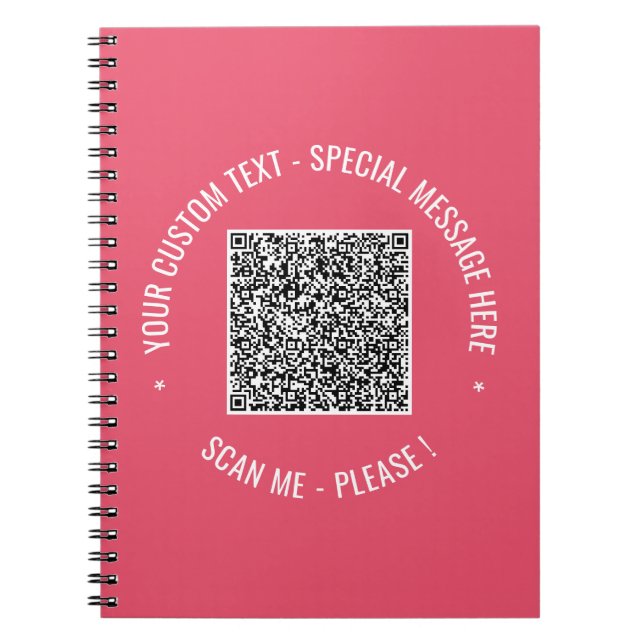 Your QR Code and Custom Text Notebook Example (Front)