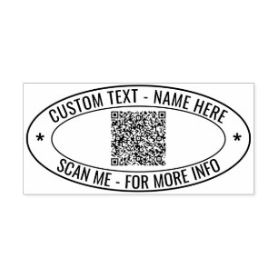 Your QR Code and Custom Text Oval Stamp Template