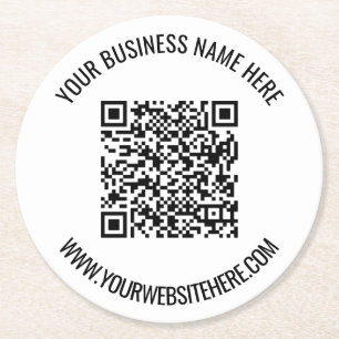 Your QR Code and Custom Text Paper Coaster