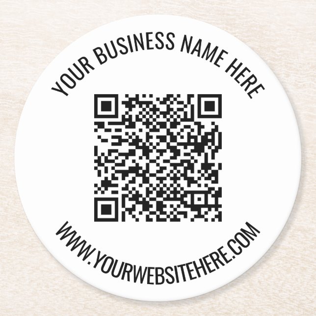 Your QR Code and Custom Text Paper Coaster (Front)