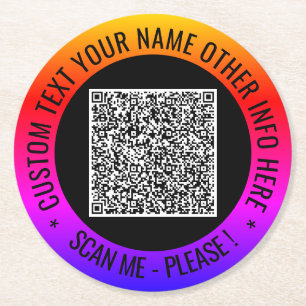 Your QR Code and Custom Text Paper Coaster