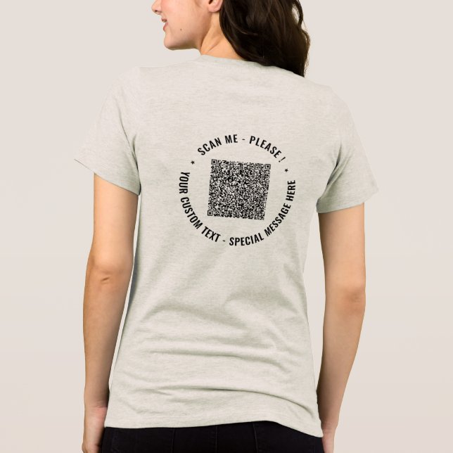 Your QR Code and Custom Text Personalized Example Tri-Blend Shirt (Back)