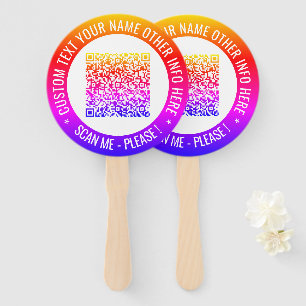 Your QR Code and Custom Text Personalized Hand Fan