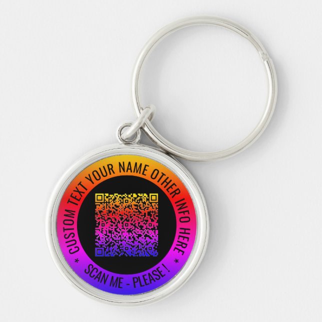Your QR Code and Custom Text Personalized Keychain (Front)