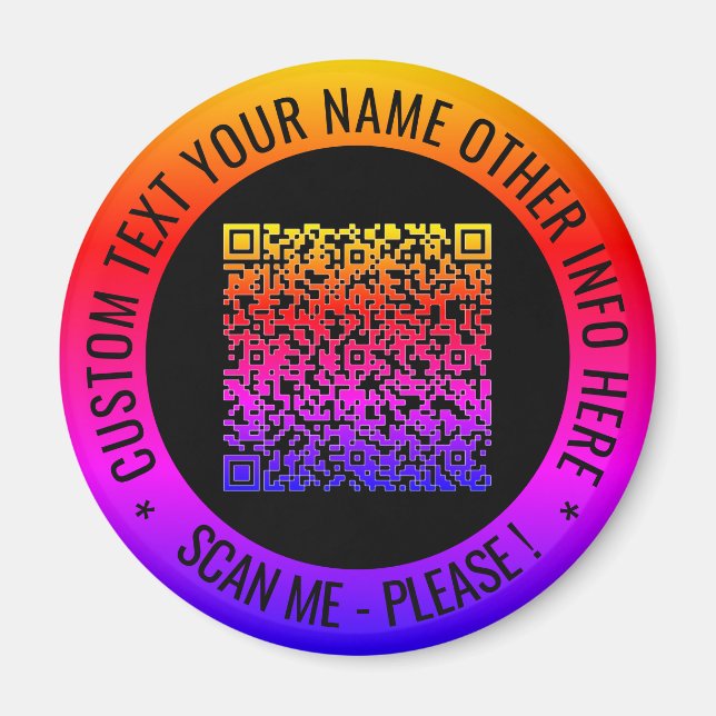 Your QR Code and Custom Text Personalized Magnet (Front)