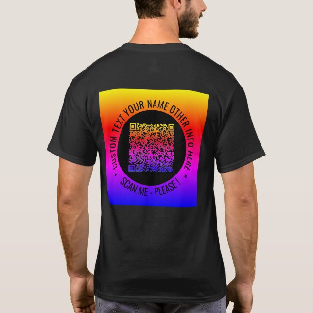 Your QR Code and Custom Text Personalized T-Shirt (Back)