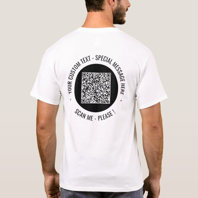 Your QR Code and Custom Text Personalized T-Shirt (Back)