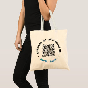 Your QR Code and Custom Text Personalized Tote Bag