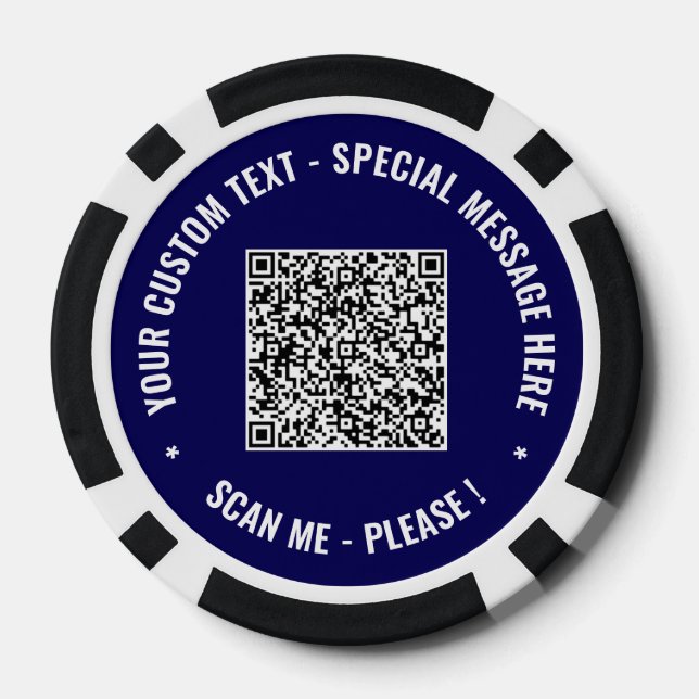 Your QR Code and Custom Text Poker Chips Template (Back)