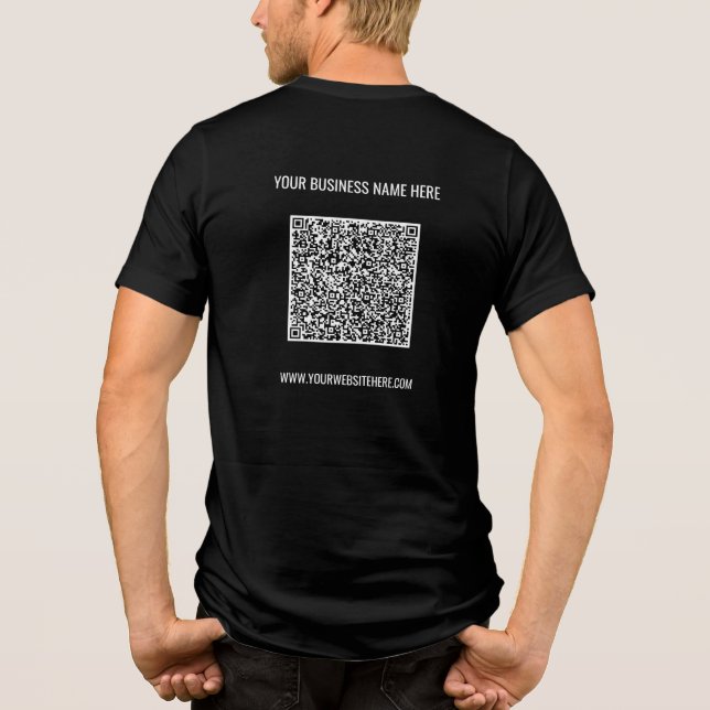 Your QR Code and Custom Text Promotional Business Tri-Blend Shirt (Back)