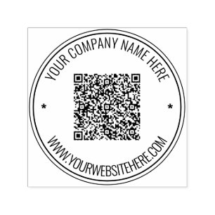 Your QR Code and Custom Text Round Stamp