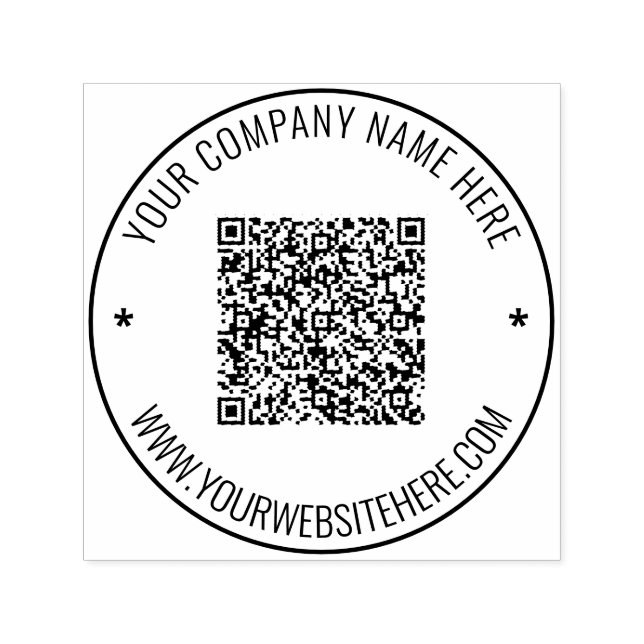 Your QR Code and Custom Text Round Stamp Template (Design)