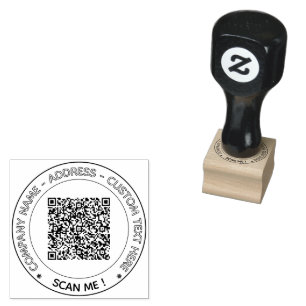 Your QR Code and Custom Text Round Stamp Template