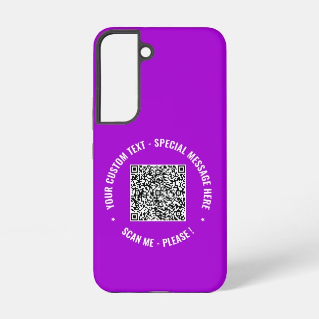Your QR Code and Custom Text Samsung Galaxy Case (Back)