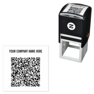 Your QR Code and Custom Text Self-inking Stamp