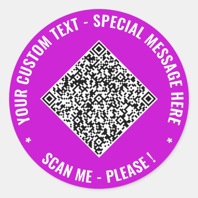 Your QR Code and Custom Text Stickers Example (Front)
