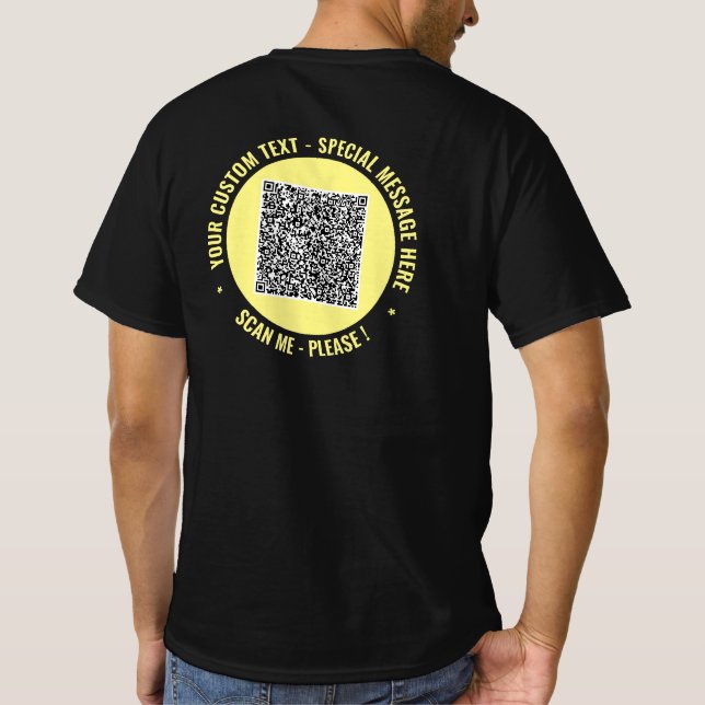 Your QR Code and Custom Text T-Shirt Choose Colour (Back)