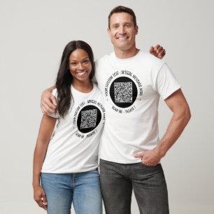 Your QR Code and Custom Text T-Shirt Choose Colour