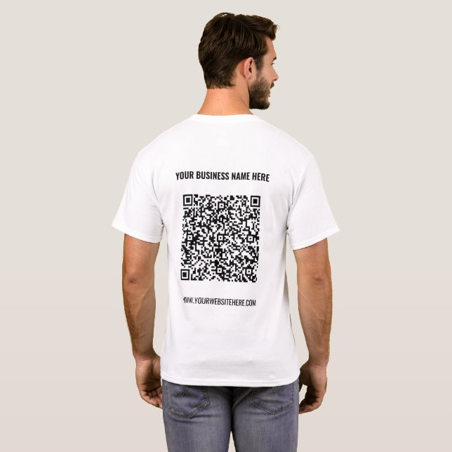 Your QR Code and Custom Text T-Shirt Promotional (Back Full)