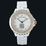 Your QR Code and Custom Text Watch Personalized<br><div class="desc">Custom Fonts and Colours - Design Your Own Watches with Your QR Code and Custom Text Professional Personalized Business Name Website Promotional Company Watch / Gift - Add Your QR Code - Image - Photo or Logo / Name - Company / Website or E-mail or Phone - Contact Information /...</div>