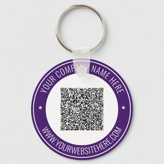 Your QR Code and Text Promotilnal Company Keychain (Front)