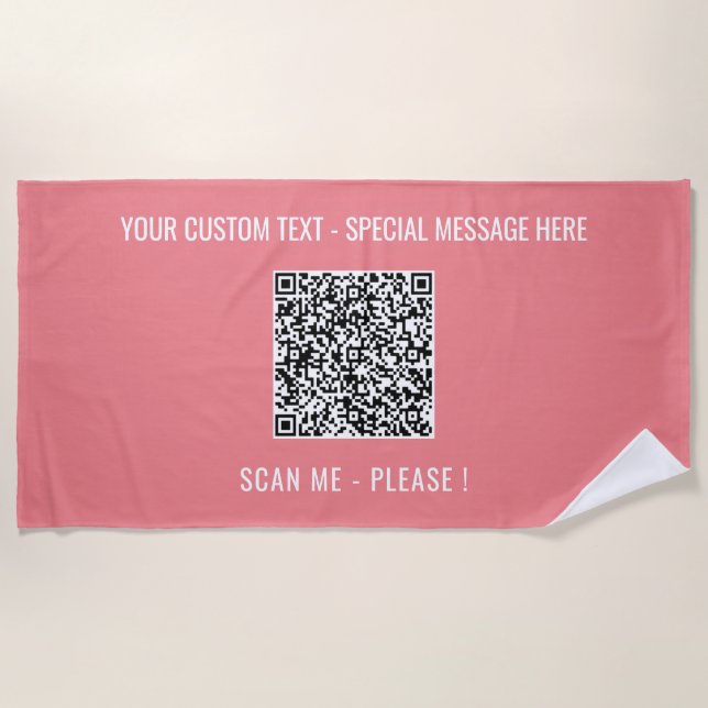 Your QR Code Beach Towel Custom Text and Colours (Front)