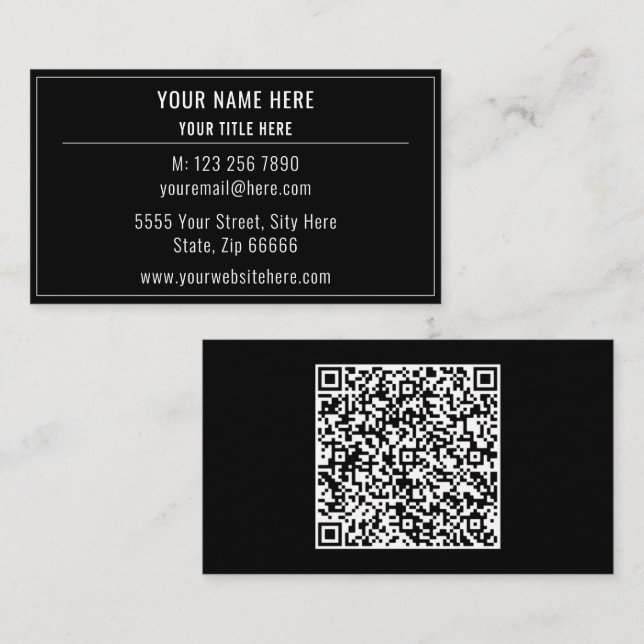 Your QR Code Business Card Example Custom Text (Front/Back)