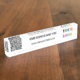 Your QR Code Business Logo Custom Text Promotional Nameplate