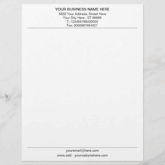 Your QR Code Business Name Address Info Letterhead (Front)