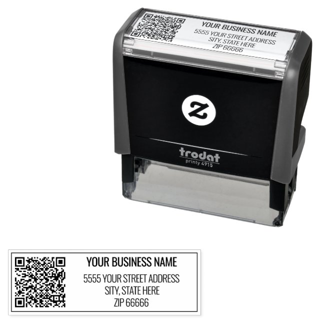 Your QR Code Business Name Return Address Stamp (In Situ)