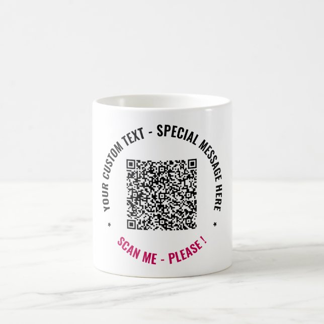Your QR Code Coffee Mug with Custom Text and Colou (Center)