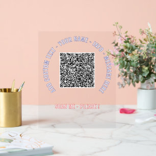 Your QR Code Custom Text and Colour Acrylic Sign