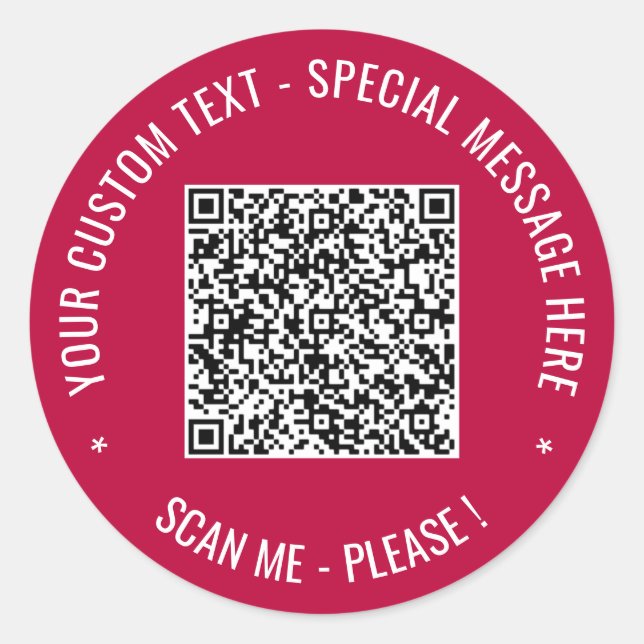 Your QR Code Custom Text and Colour Gift Stickers (Front)