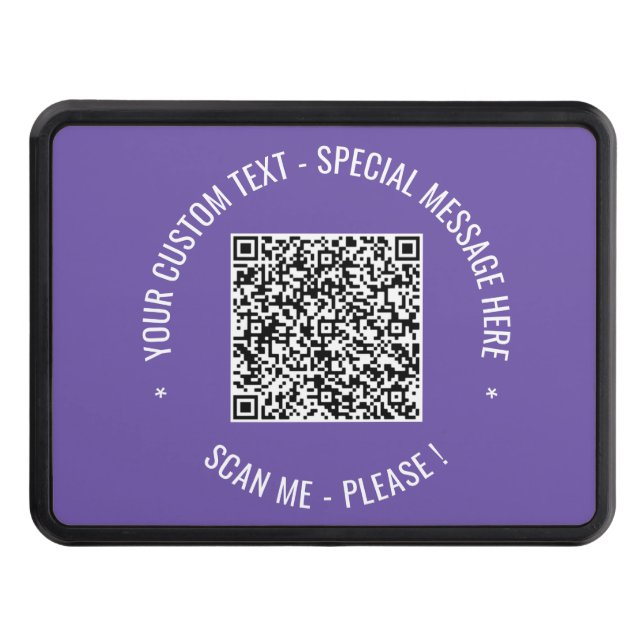 Your QR Code Custom Text and Colours Hitch Cover (Front)
