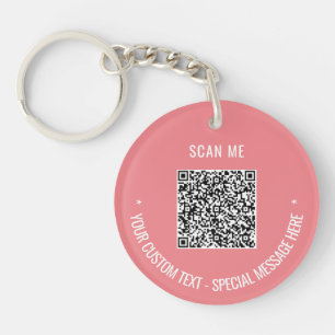 Your QR Code Custom Text and Colours Keychain Gift