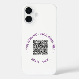Your QR Code Custom Text and Colours Personalized iPhone 16 Case