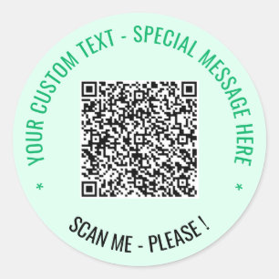 Your QR Code Custom Text and Colours Round Sticker
