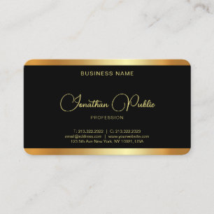 Your QR Code Custom Text Black & Gold Business Card