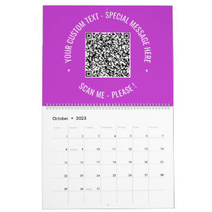 Your QR Code Custom Text Calendar Choose Colour