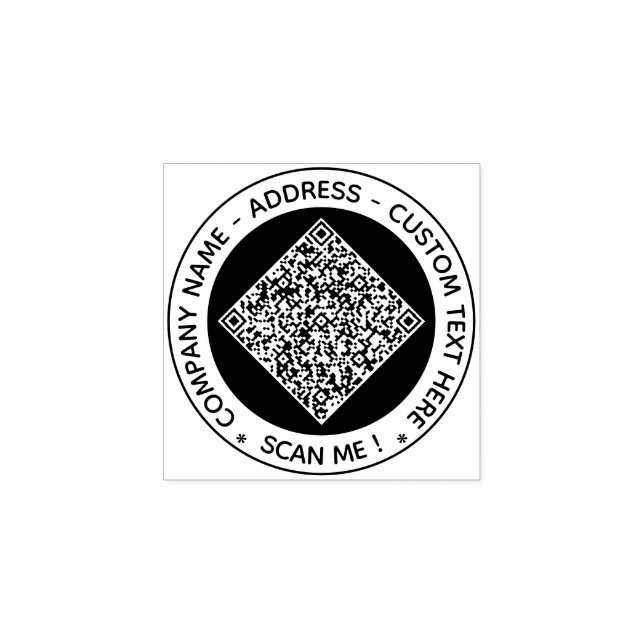 Your QR Code Custom Text Colour Round Rubber Stamp (Imprint)