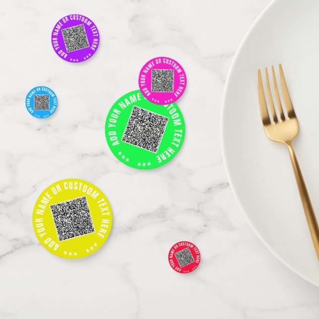 Your QR Code Custom Text Confetti Choose Colours (Group)